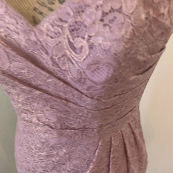 NWOT David's Bridal rose gold lace strapless dress ruched wedding prom mini 0 - Picture 8 of 13